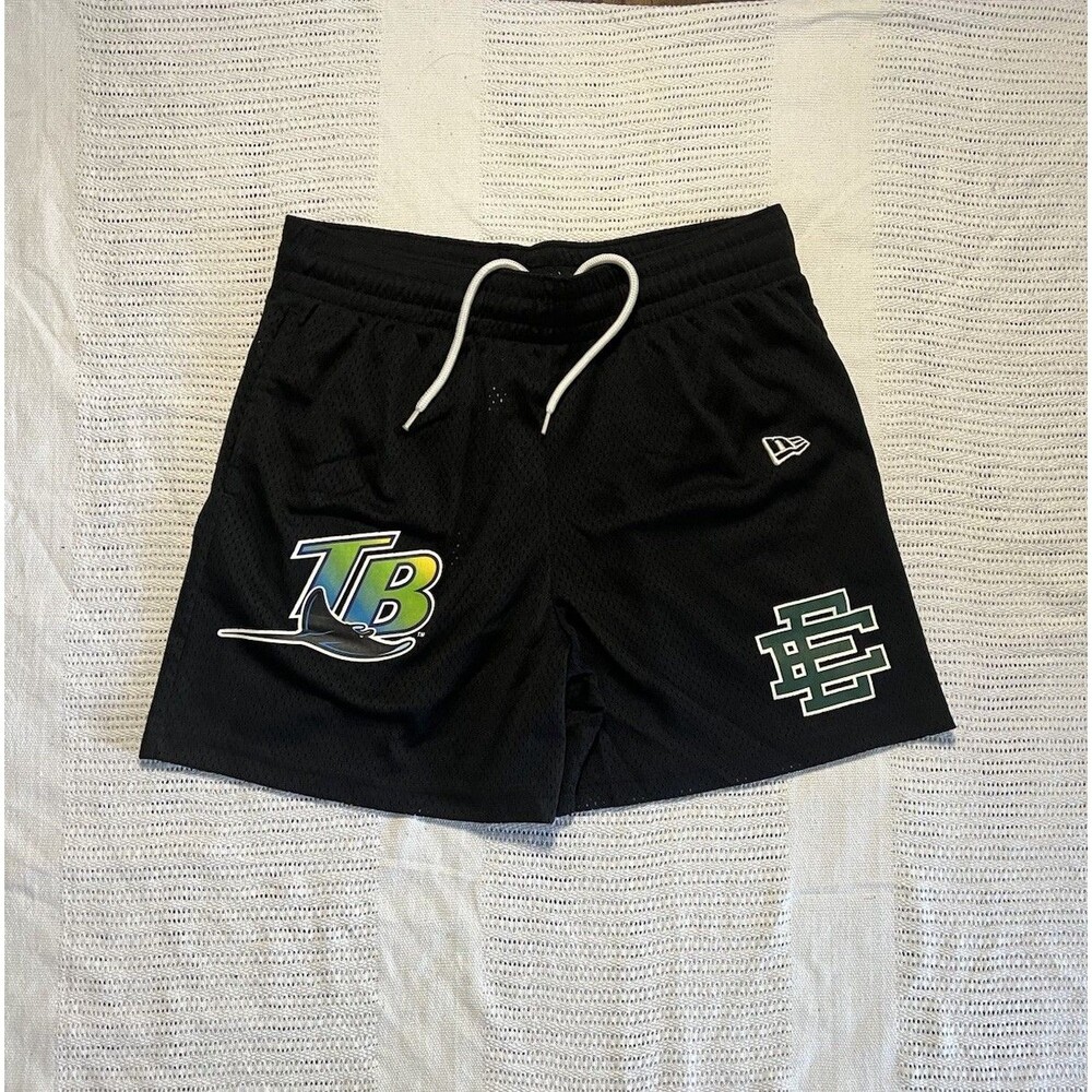 MLB Eric Emmanuel Athletic New Era Shorts Tampa Bay Black Stingray Graphic